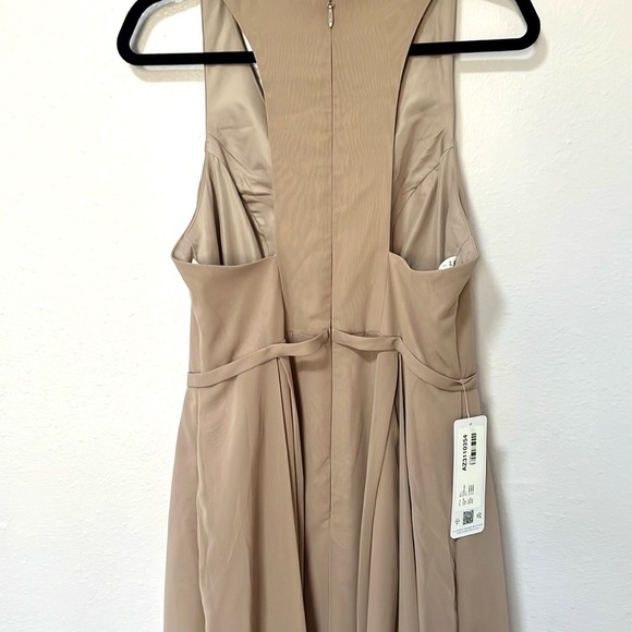 NEW Azazie Mimi Taupe  Maxi Dress with V-neck Sleeveless A10 - Picture 9 of 12